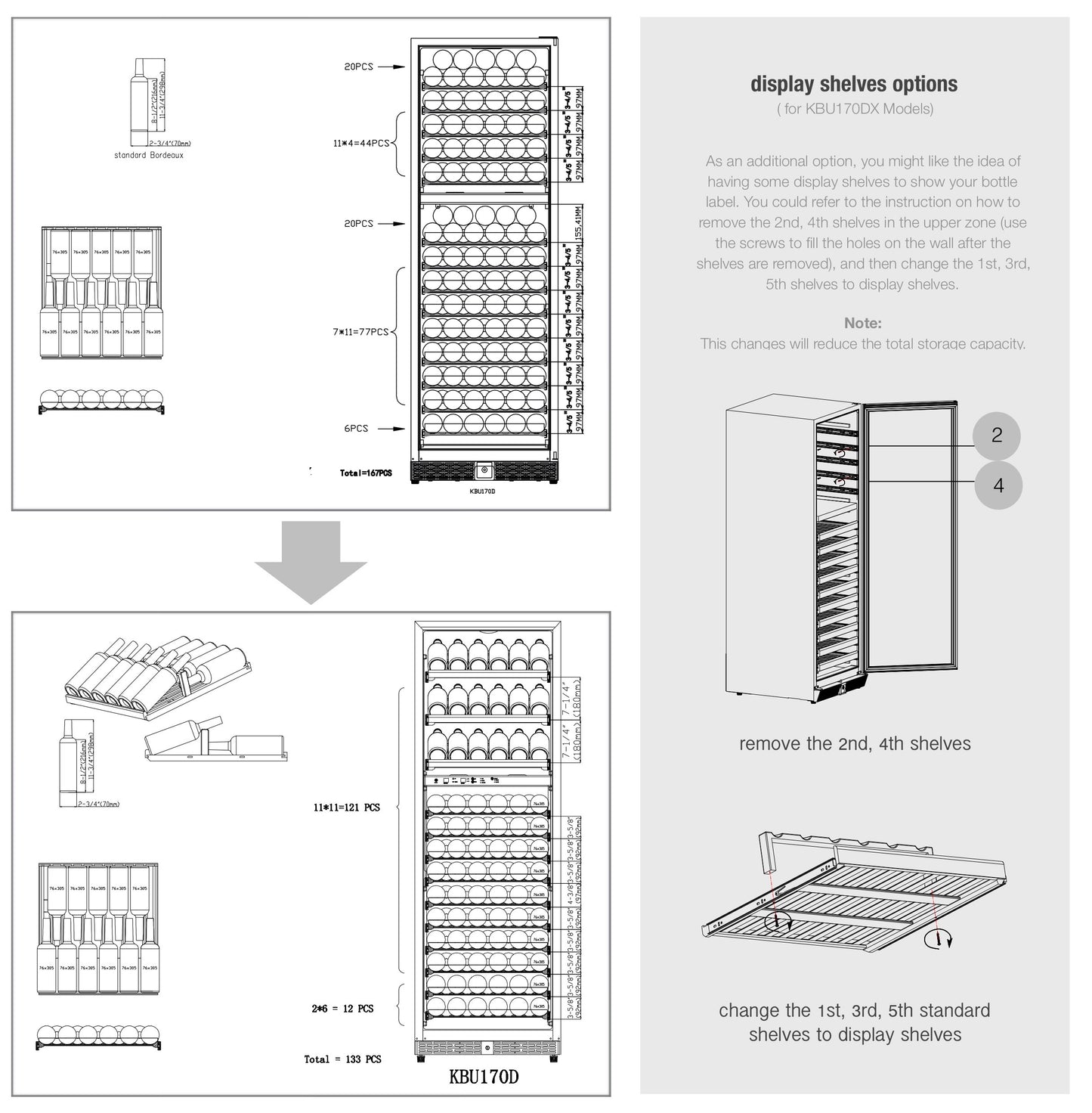 A diagram of a wine rack with a refrigerator and wine bottles inside.