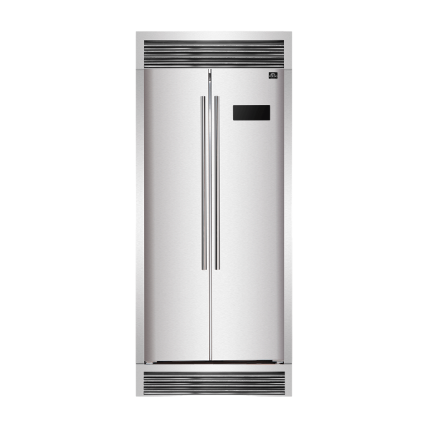 FORNO Salerno 33″ Side-by-Side 15.6 Cu.Ft. Stainless Steel Refrigerator with Grill Trim