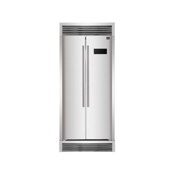 FORNO Salerno 33″ Side-by-Side 15.6 Cu.Ft. Stainless Steel Refrigerator with Grill Trim