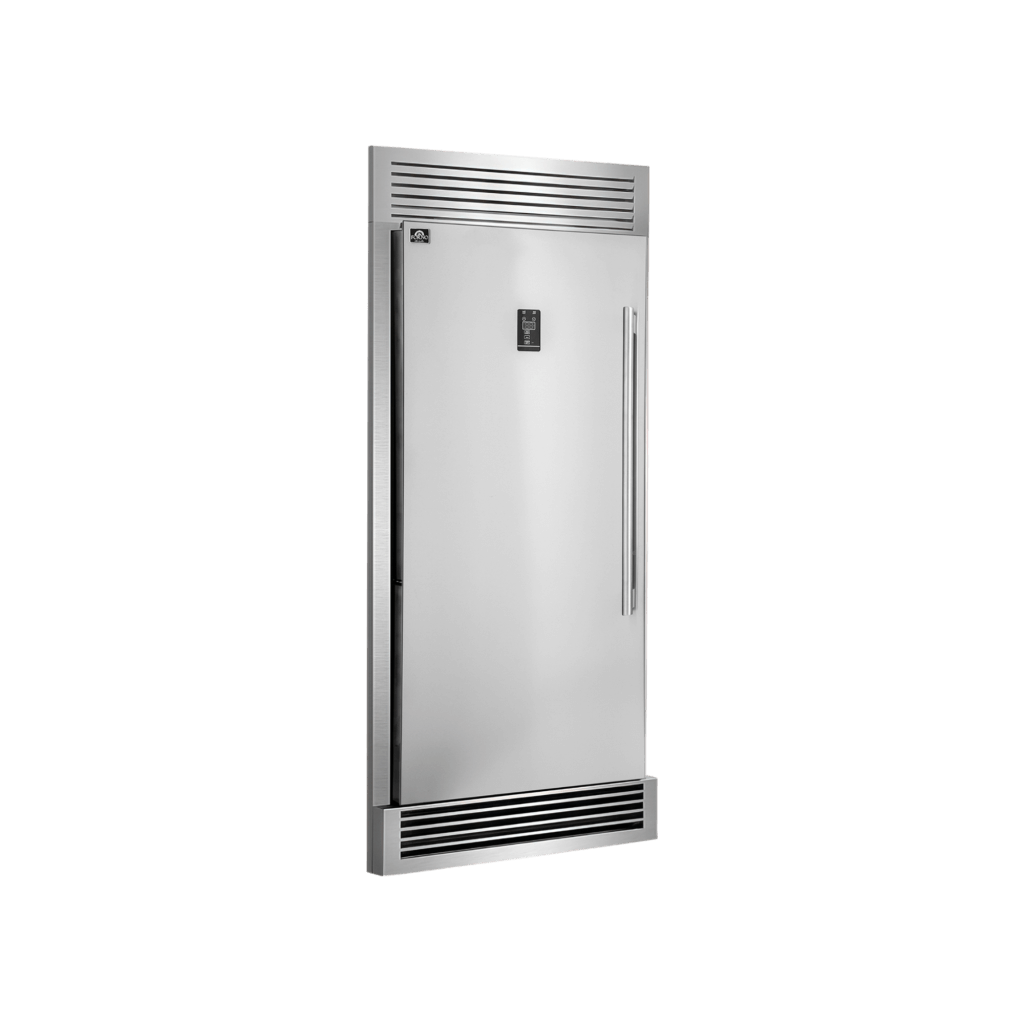 FORNO Rizzuto 28″ Upright Convertible Freezer, 13.8 cu.ft., Left Swing Door, Decorative Grill, 32″ Wide