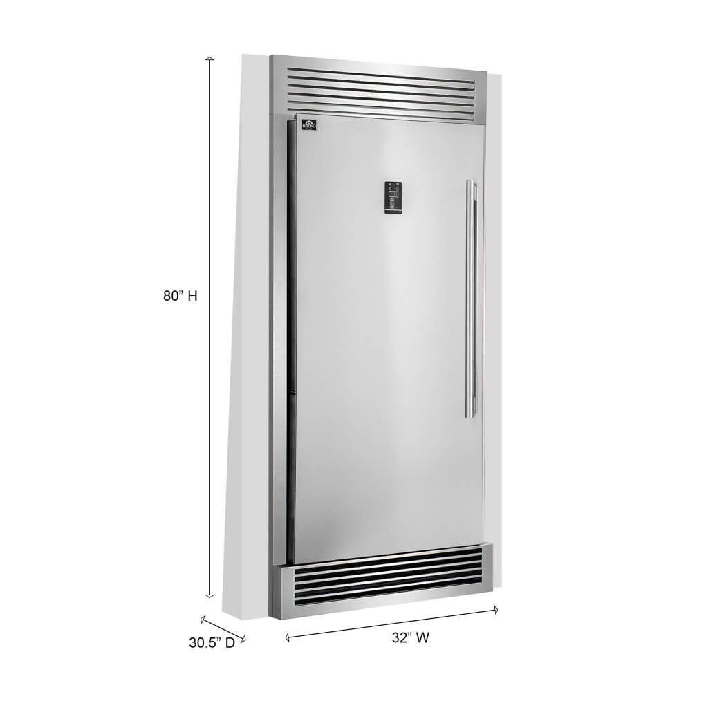 FORNO Rizzuto 28″ Upright Convertible Freezer, 13.8 cu.ft., Left Swing Door, Decorative Grill, 32″ Wide