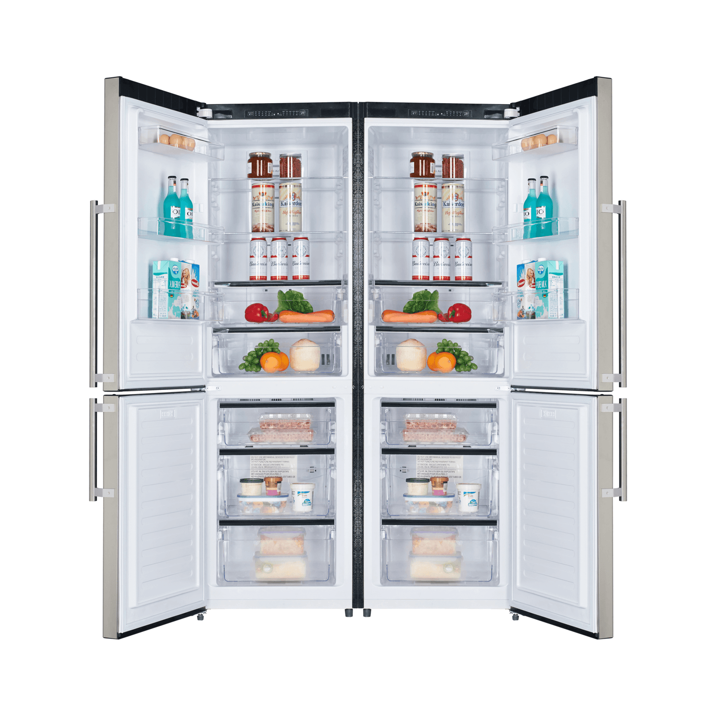 FORNO Freestanding 48 Inch Side by Side Bottom Mount Freezer Refrigerator with 22.2 Cubic Ft. Total Capacity Combo