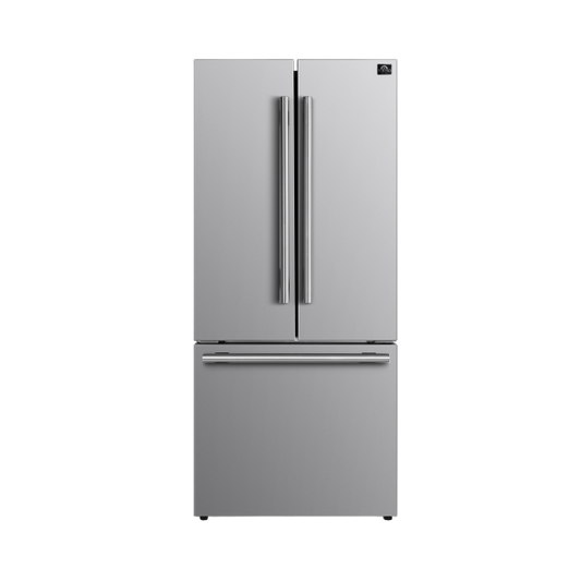 FORNO Gallipoli 30-inch French Door Stainless Steel Refrigerator, 17.5 cu. ft. Capacity with Automatic Ice Maker