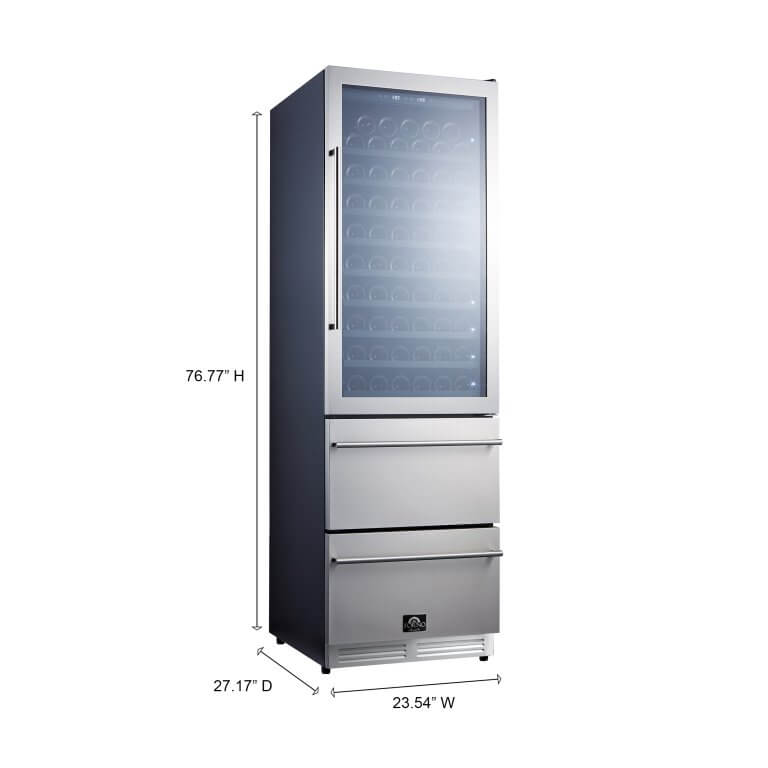FORNO Azienda – Dual Temperature Zone 24” Wine Cooler -108 Bottles with two refrigerated drawers