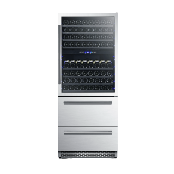 FORNO Capraia – Triple Temp Zones – Dual Zone 30″ Wine Cooler with two refrigerator drawers