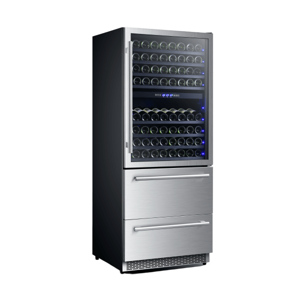 FORNO Capraia – Triple Temp Zones – Dual Zone 30″ Wine Cooler with two refrigerator drawers