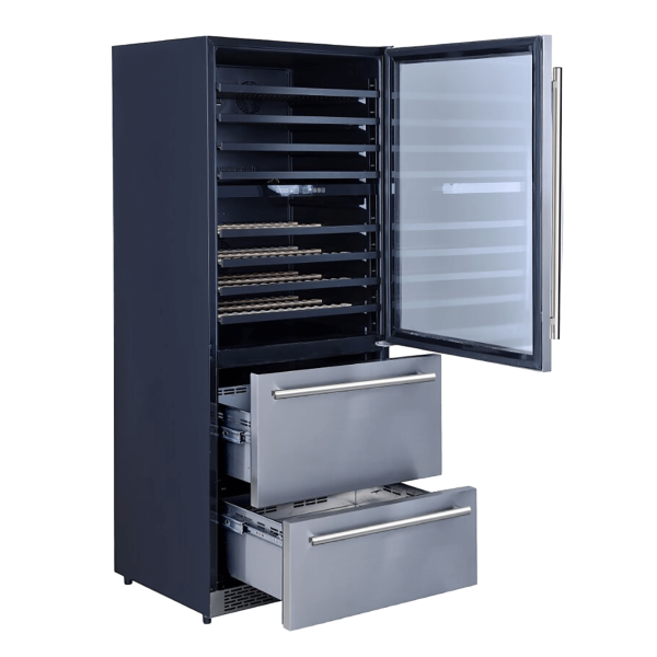 FORNO Capraia – Triple Temp Zones – Dual Zone 30″ Wine Cooler with two refrigerator drawers