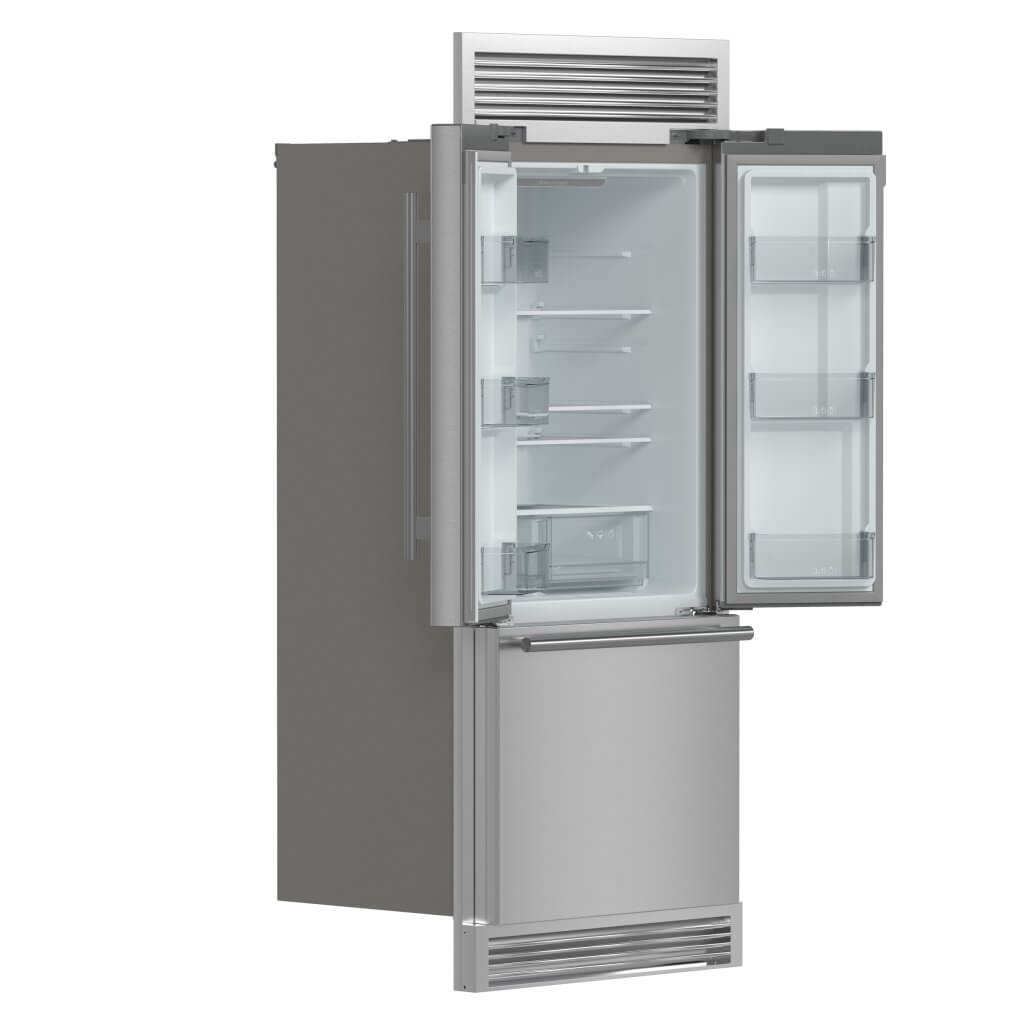 FORNO 35-inch French Door Refrigerator with Bottom Freezer 17.5 Cu.Ft. Capacity – Stainless Steel No Frost Fridge with Ice Maker, Child Safety Lock and Decorative Grill Trim kit