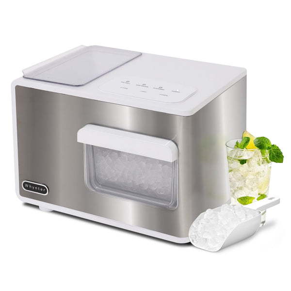 Whynter SonicSnö Countertop Nugget Ice Maker 40lbs/24hrs with Removable Ice Drawer, Chewable Pebble/Sonic Type Ice in Silver and White Stainless Steel Finish