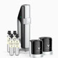 A group of bottles and a machine for preserving sparkling wine, featuring the Coravin Sparkling Wine Preservation System™.