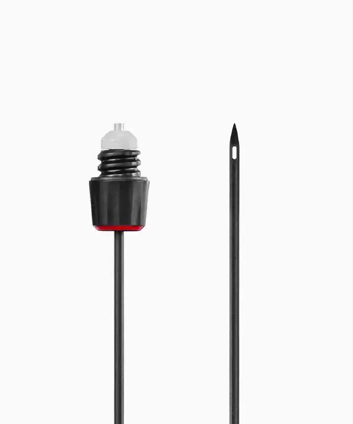 Coravin Faster Pour Needle - A black and red needle with a black tip, designed for quick and smooth wine pouring without opening the bottle.