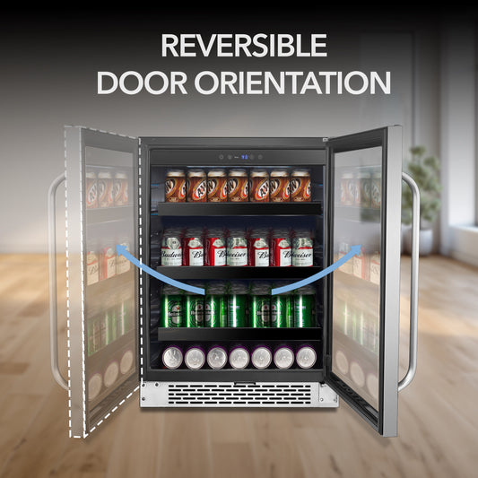 Whynter BBR-148SB 24″ Built-In 182 Can Undercounter Stainless Steel Beverage Refrigerator cooler with Reversible Door, Digital Control, Lock and Carbon Filter
