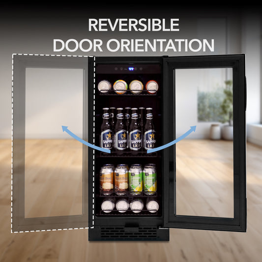 Whynter BBR-801BG 15″ Built-in Black Glass 100-can capacity 3.0 cu ft. Beverage Refrigerator