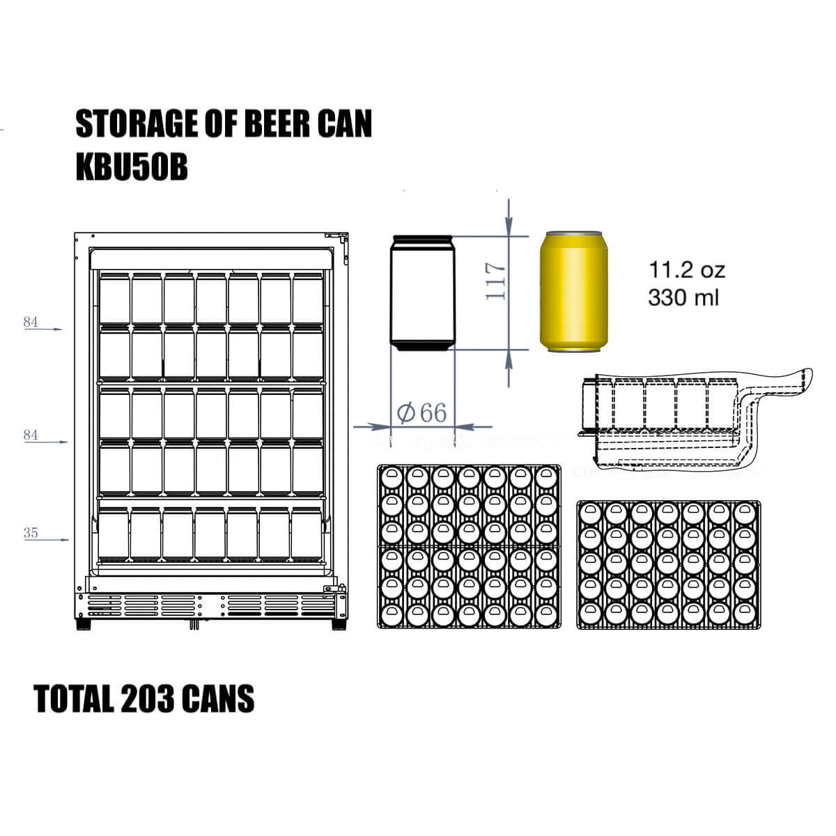 A diagram of a beer can and a black and white drawing of a shelf, couch, and circles, along with a black number on a white background, are displayed.