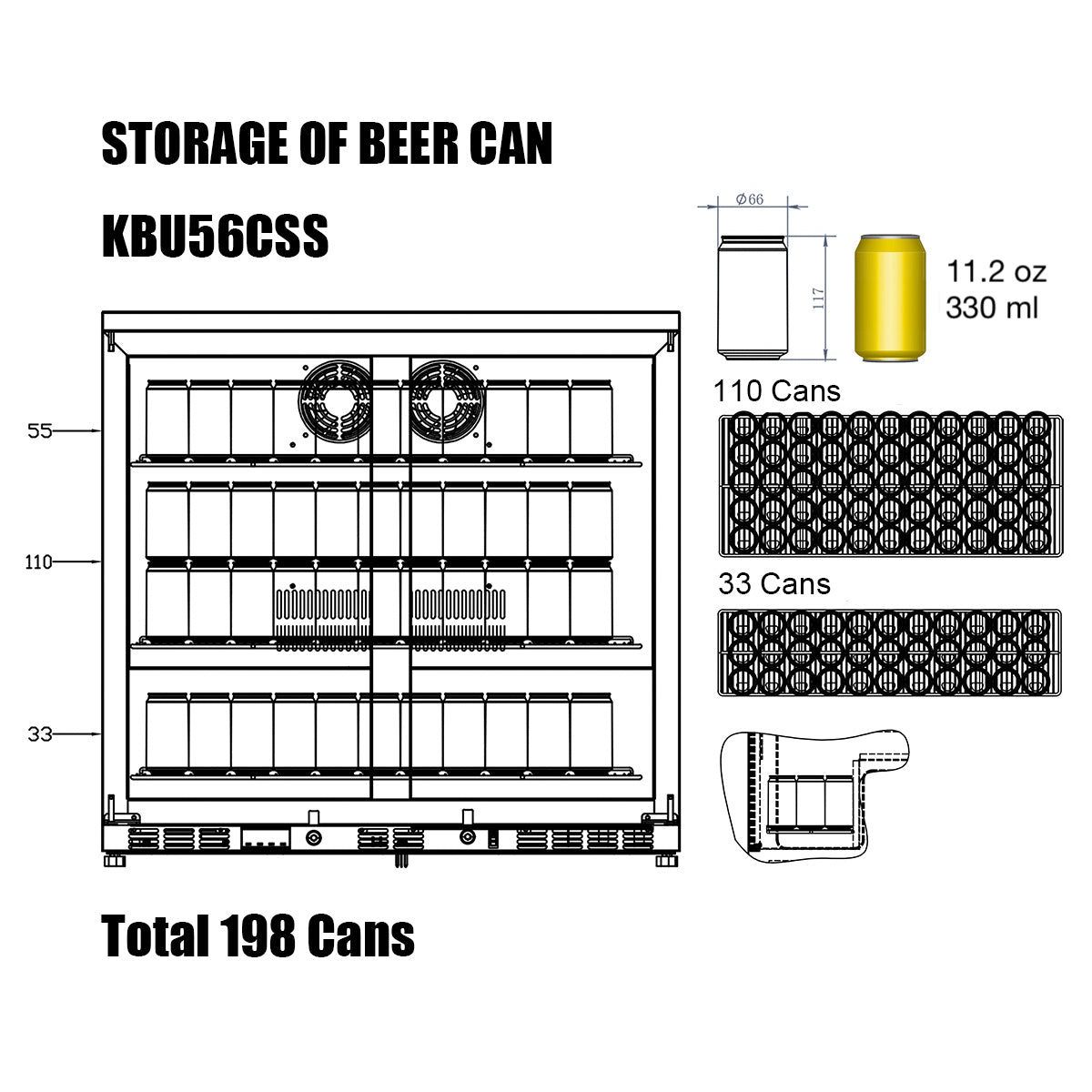 A black and white drawing of a Kings Bottle 36" Outdoor Beverage Refrigerator 2 Door For Home.