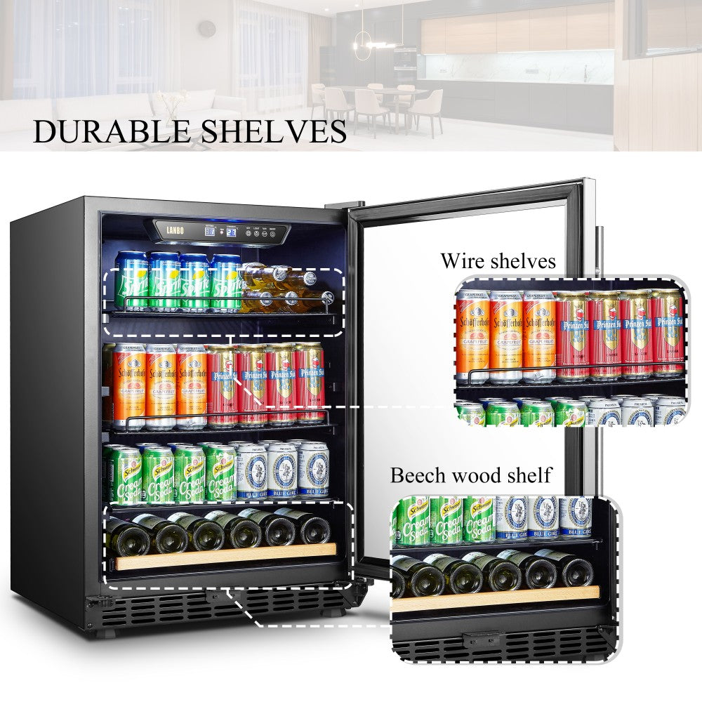 Lanbo 110 Cans 6 Bottles Beverage Cooler