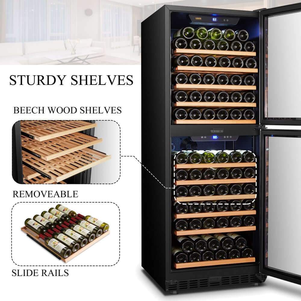 Lanbo 133 Bottle Dual Zone Dual-Door Wine Cooler