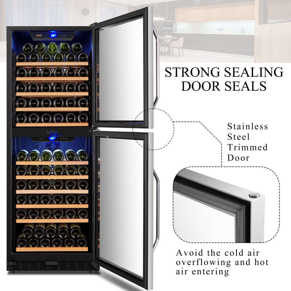 Lanbo 133 Bottle Dual Zone Dual-Door Wine Cooler