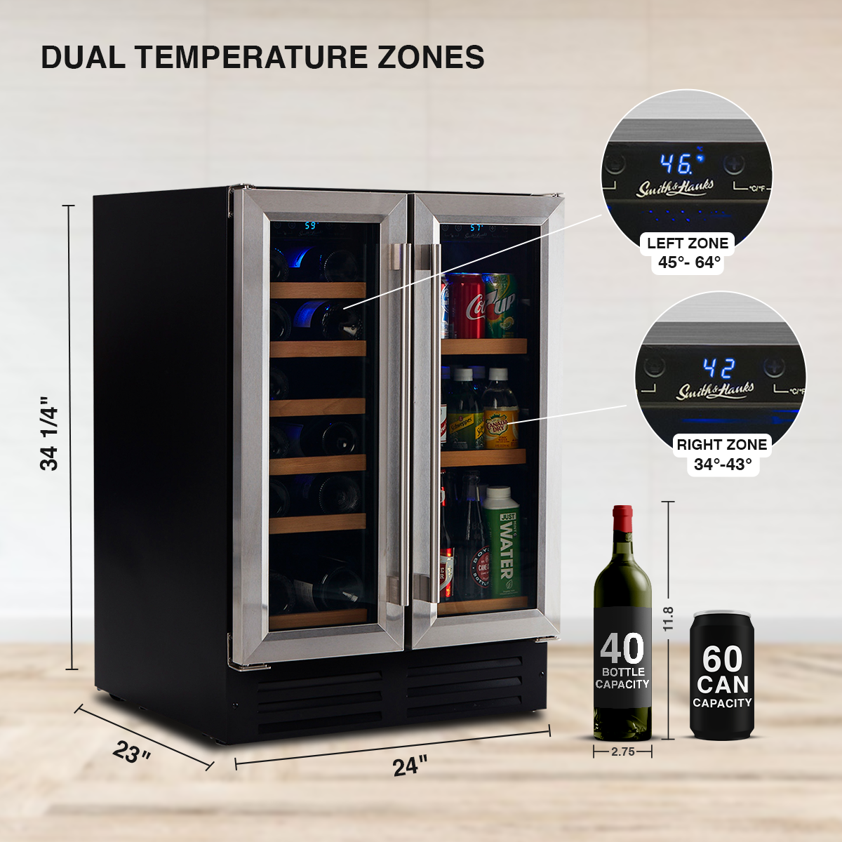 Buy a Smith & Hanks Dual Zone Stainless Steel Wine & Beverage Cooler by Chilled Beverages