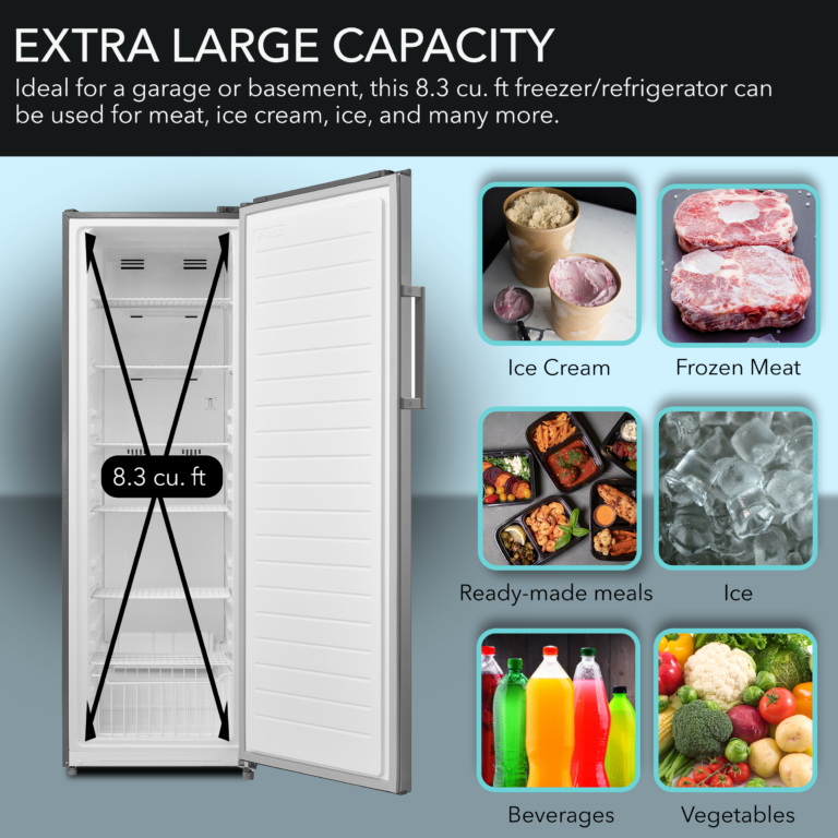 Whynter UDF-0831SS/UDF-0831SSa 8.3 cu.ft. Energy Star Digital Upright Stainless Steel Deep Freezer/Refrigerator