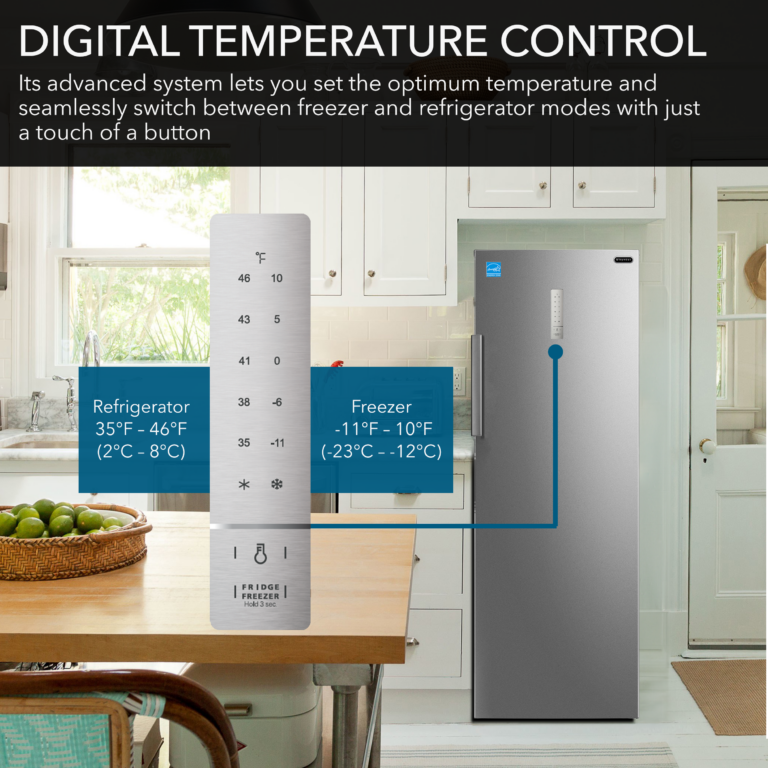 Whynter UDF-0831SS/UDF-0831SSa 8.3 cu.ft. Energy Star Digital Upright Stainless Steel Deep Freezer/Refrigerator