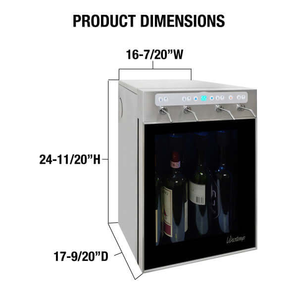 Vinotemp 4 Bottle WineSteward Wine Dispenser W/ 2 Gas Cylinders