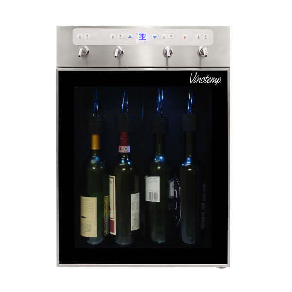 Vinotemp 4 Bottle WineSteward Wine Dispenser W/ 2 Gas Cylinders