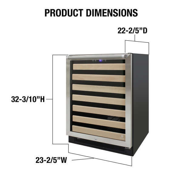 Vinotemp 54 Bottle Connoisseur Series Single Zone Wine Cooler