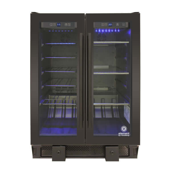 Vinotemp Butler Series Touch Screen Wine and Beverage Cooler W/ French Doors - front view without bottles