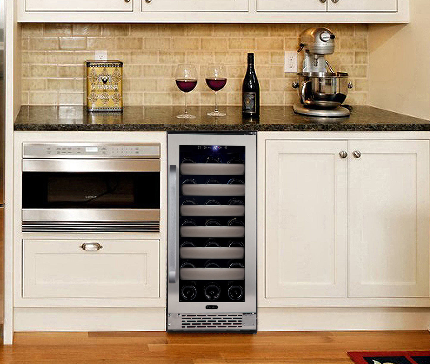 Buy a Whynter Elite 33 Bottle Seamless Stainless Steel Door Single Zone Built-in Wine Refrigerator by Chilled Beverages