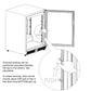 A black and white drawing of a small beverage fridge with a glass door, Kings Bottle 24" Beer Cooler Fridge Built In Glass Door with Stainless Steel Trim.