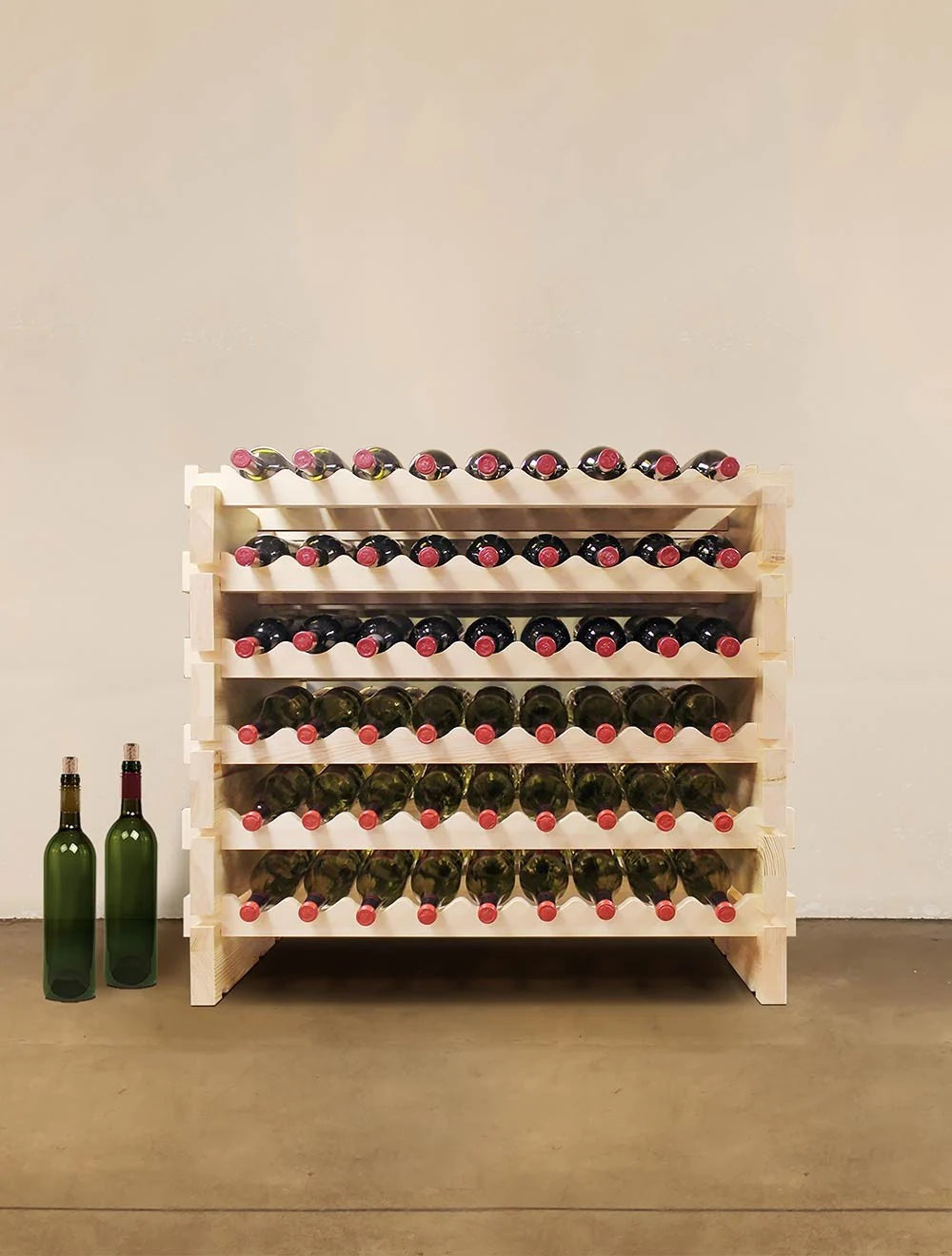 Vinotemp Double Modular Wine Rack, 108 Bottle Capacity, Natural