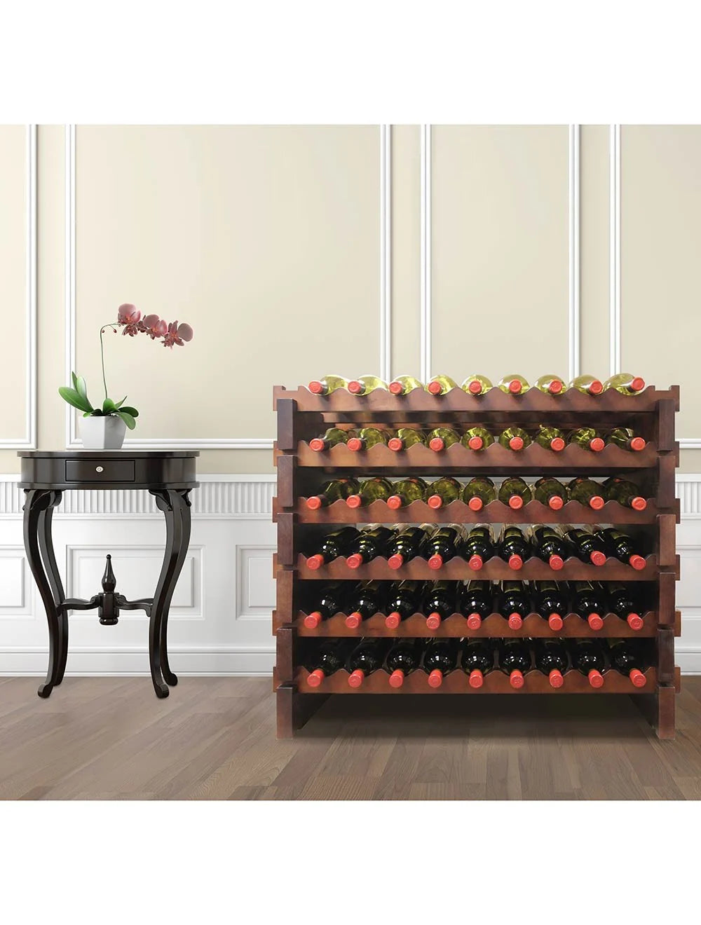 Vinotemp Double Modular Wine Rack, 108 Bottle Capacity, Stained