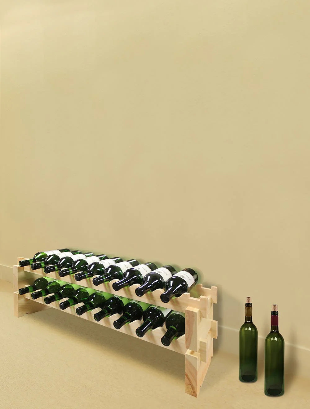 Vinotemp Modular Wine Rack, 2 x 9, 18 Bottle Capacity, Natural