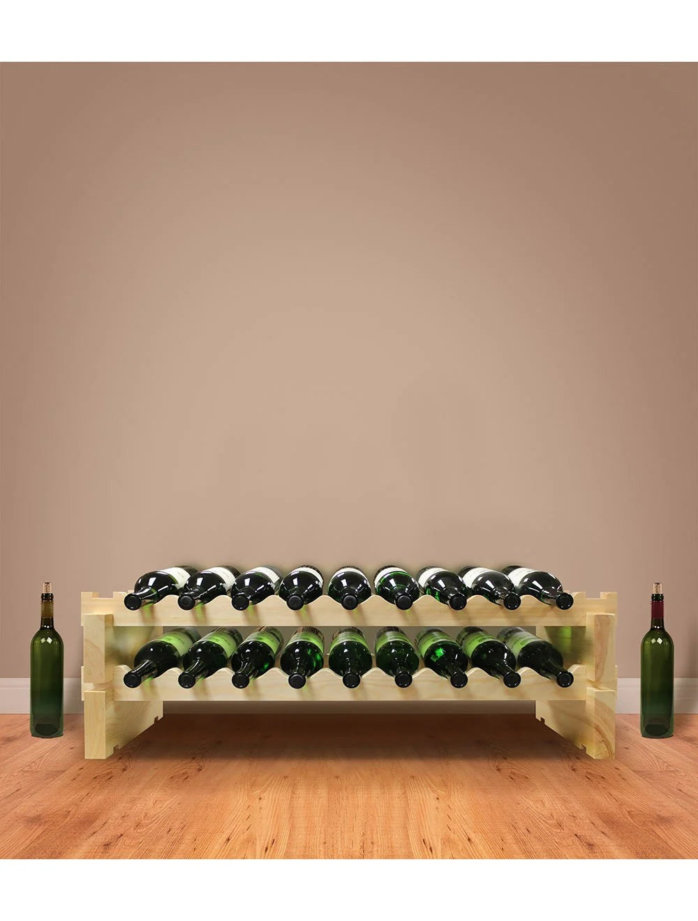 Vinotemp Modular Wine Rack, 2 x 9, 18 Bottle Capacity, Natural